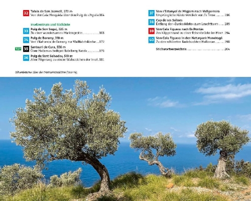 Buchcover und Innenansicht für das Buch: ROTHER Wanderbuch Leichte Wanderungen Mallorca. 40 Genusswanderungen