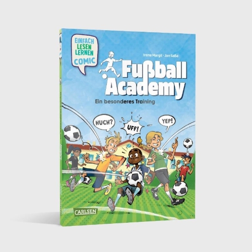 Buchcover und Innenansicht für das Buch: Erstleser Kindercomic: Fußball Academy: Ein besonderes Training