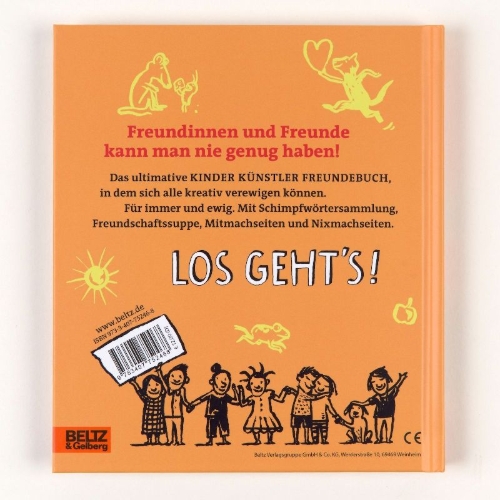Buchcover und Innenansicht für das Buch: Mein Kinder Künstler Freundebuch