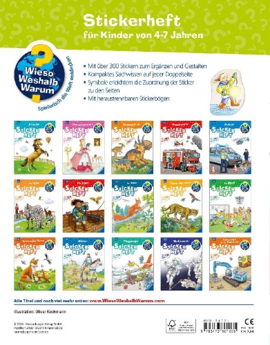 Buchcover und Innenansicht für das Buch: Wieso? Weshalb? Warum? Stickerheft - Jahreszeiten