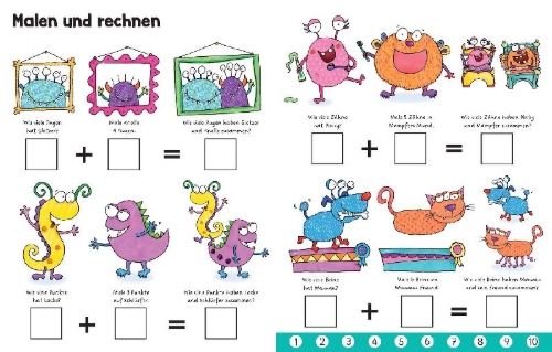Buchcover und Innenansicht für das Buch: Mein Wisch-und-weg-Buch: Erstes Rechnen