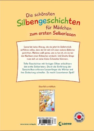 Buchcover und Innenansicht für das Buch: Die schönsten Silbengeschichten für Mädchen zum ersten Selberlesen