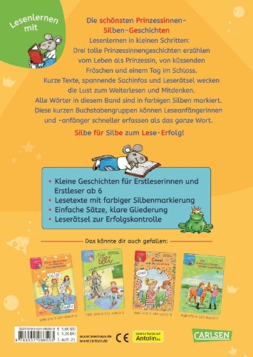 Buchcover und Innenansicht für das Buch: LESEMAUS zum Lesenlernen Sammelbände: Die schönsten Prinzessinnen-Silben-Geschichten