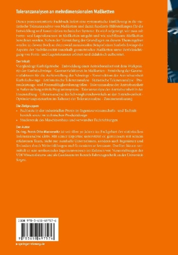Buchcover und Innenansicht für das Buch: Toleranzanalysen an mehrdimensionalen Maßketten