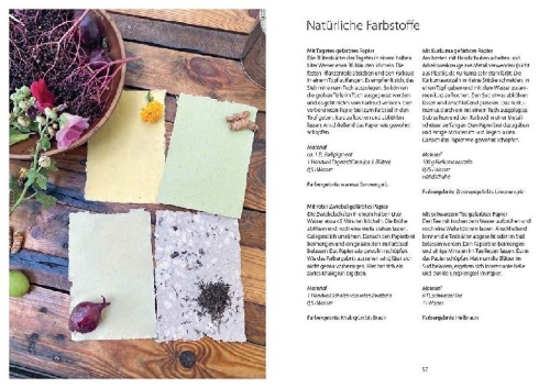 Buchcover und Innenansicht für das Buch: Papiere schöpfen und gestalten