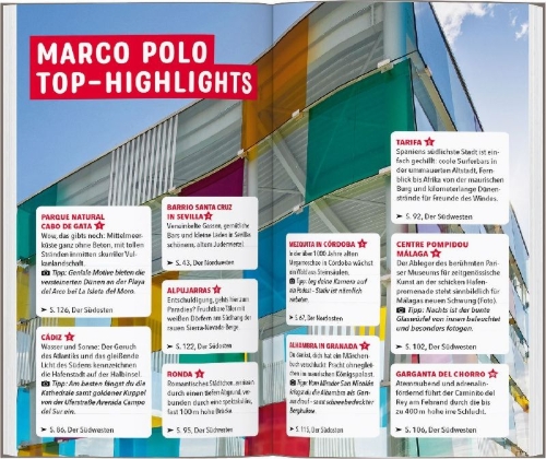 Buchcover und Innenansicht für das Buch: MARCO POLO Reiseführer Andalusien