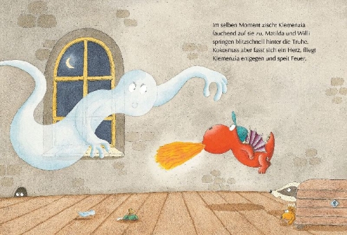 Buchcover und Innenansicht für das Buch: Der kleine Drache Kokosnuss - Die schönsten Vampir- und Spukgeschichten