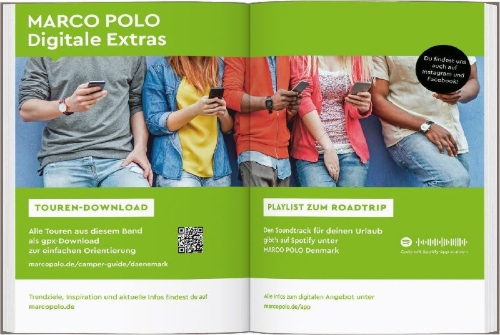 Buchcover und Innenansicht für das Buch: MARCO POLO Camper Guide Dänemark