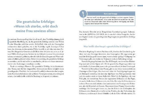 Buchcover und Innenansicht für das Buch: Richtig erben und vererben
