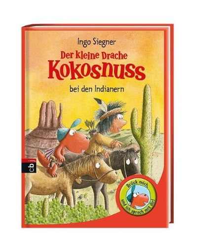 Buchcover und Innenansicht für das Buch: Der kleine Drache Kokosnuss bei den Indianern