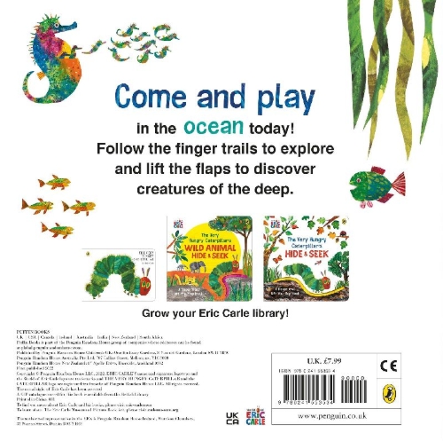 Buchcover und Innenansicht für das Buch: The Very Hungry Caterpillar's Ocean Hide-and-Seek
