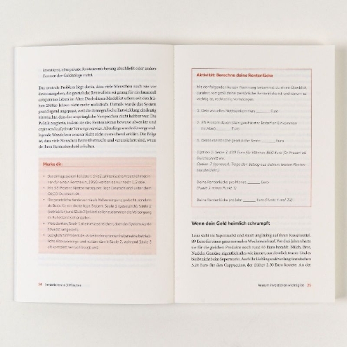 Buchcover und Innenansicht für das Buch: Investieren in 3 Minuten