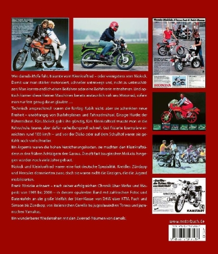 Buchcover und Innenansicht für das Buch: Mokicks und Kleinkrafträder in Deutschland