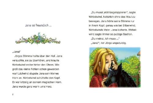Buchcover und Innenansicht für das Buch: Silberwind, das weiße Einhorn (Band 9) - Eine zauberhafte Verwandlung