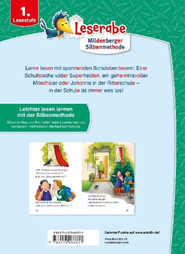 Buchcover und Innenansicht für das Buch: Leserabe Sonderausgaben - Spannende Schulabenteuer - Silbe für Silbe lesen lernen