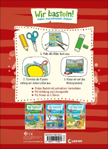 Buchcover und Innenansicht für das Buch: Wir basteln! - Malen, Ausschneiden, Kleben - Dschungel