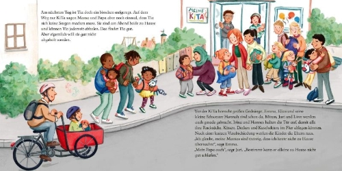 Buchcover und Innenansicht für das Buch: LESEMAUS 166: Wir KiTa-Kinder - Die Übernachtungs-Party