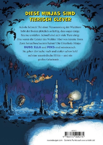 Buchcover und Innenansicht für das Buch: Unterholz-Ninjas, Band 4 - Die Geister des Waldes