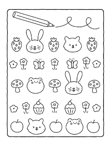 Buchcover und Innenansicht für das Buch: Cozy Friends: Wohlfühl-Malblock Cozy Coloring | Ausmalen und entspannen