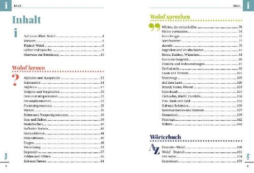 Buchcover und Innenansicht für das Buch: Reise Know-How Sprachführer Wolof für Senegal und Gambia - Wort für Wort