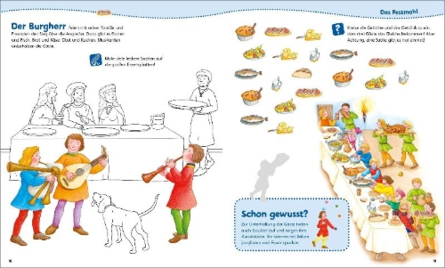 Buchcover und Innenansicht für das Buch: WAS IST WAS Junior Mitmach-Heft Ritterburg