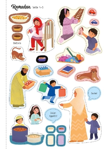 Buchcover und Innenansicht für das Buch: Mein Immer-wieder-Stickerbuch: Das Zuckerfest