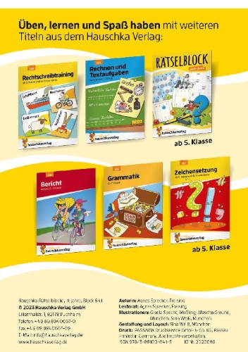 Buchcover und Innenansicht für das Buch: Rätselblock ab 11 Jahre