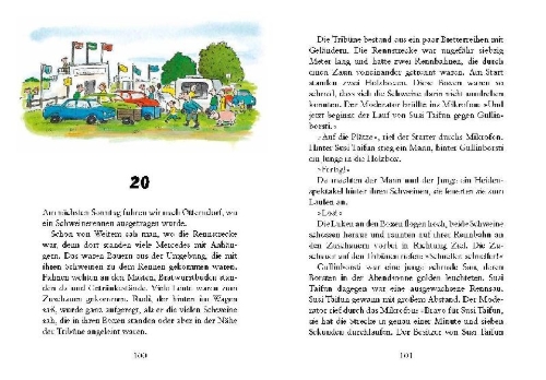 Buchcover und Innenansicht für das Buch: Rennschwein Rudi Rüssel