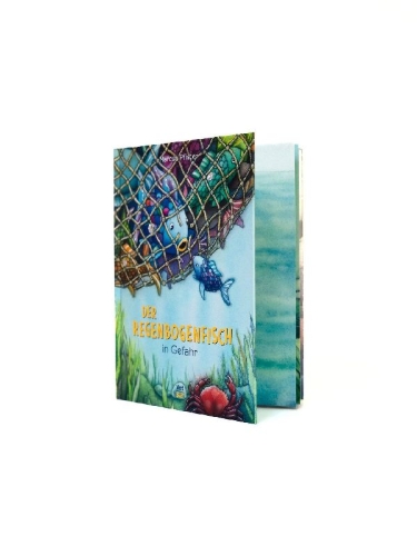 Buchcover und Innenansicht für das Buch: Der Regenbogenfisch in Gefahr