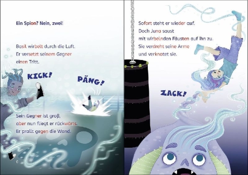 Buchcover und Innenansicht für das Buch: Leselöwen 2. Klasse - Geisterjagd um Mitternacht