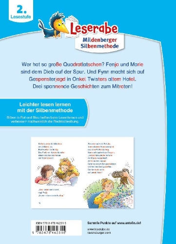 Buchcover und Innenansicht für das Buch: Krimigeschichten zum Mitraten - Leserabe ab 2. Klasse - Erstlesebuch für Kinder ab 7 Jahren (mit Mildenberger Silbenmethode)