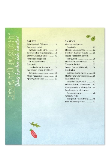 Buchcover und Innenansicht für das Buch: VEGGIE REZEPTE für jeden Tag