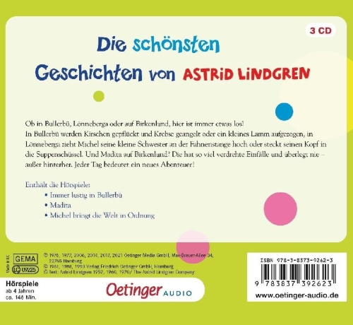 Buchcover und Innenansicht für das Buch: Die schönsten Geschichten von Astrid Lindgren