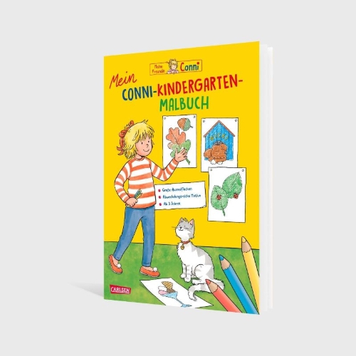 Buchcover und Innenansicht für das Buch: Conni Gelbe Reihe (Beschäftigungsbuch): Mein Conni-Kindergarten-Malbuch