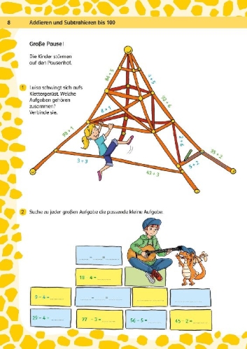 Buchcover und Innenansicht für das Buch: Klett Team Drachenstark: Das große Trainingsbuch Mathe 2. Klasse