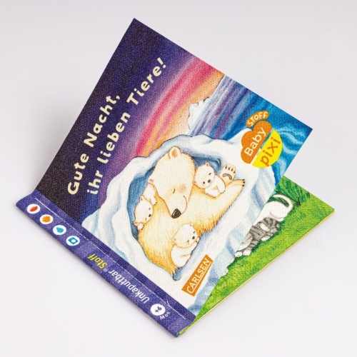 Buchcover und Innenansicht für das Buch: Baby Pixi (unkaputtbar) 165: Baby Pixi Stoff: Gute Nacht, ihr lieben Tiere!