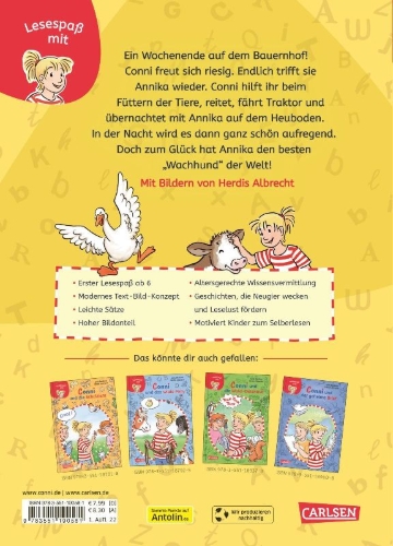 Buchcover und Innenansicht für das Buch: Lesen lernen mit Conni: Conni und das Abenteuer auf dem Bauernhof