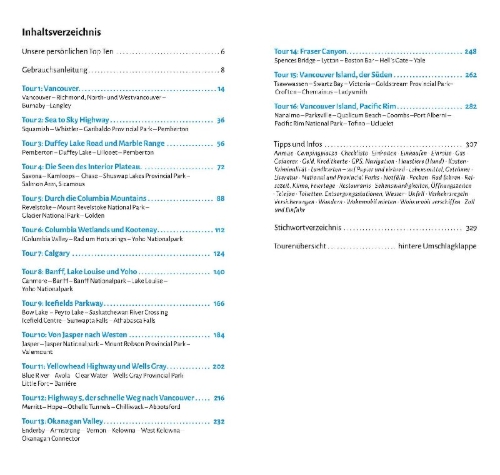 Buchcover und Innenansicht für das Buch: Entdeckertouren mit dem Wohnmobil Kanada Der Südwesten