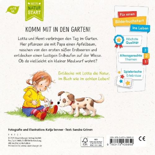 Buchcover und Innenansicht für das Buch: Lotta entdeckt die Welt: Im Garten