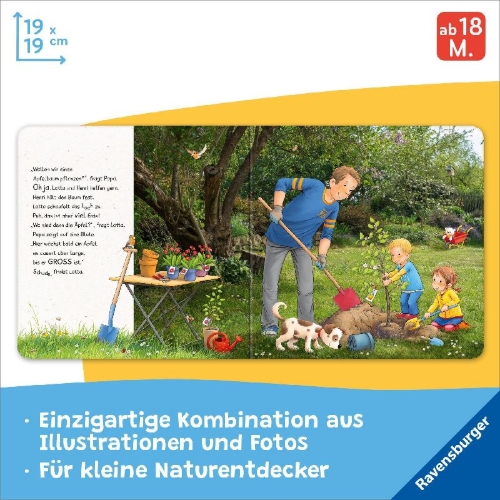 Buchcover und Innenansicht für das Buch: Lotta entdeckt die Welt: Im Garten
