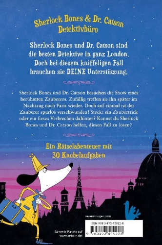 Buchcover und Innenansicht für das Buch: Sherlock Bones and the vanishing magician