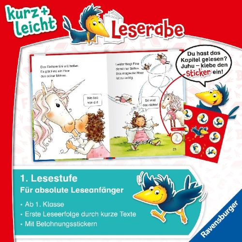 Buchcover und Innenansicht für das Buch: Leserabe 1. Lesestufe Kurz und leicht - Magische Flügel für Fee Fine