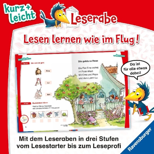 Buchcover und Innenansicht für das Buch: Leserabe 1. Lesestufe Kurz und leicht - Magische Flügel für Fee Fine