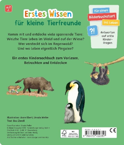 Buchcover und Innenansicht für das Buch: Entdecke die Tiere der Welt