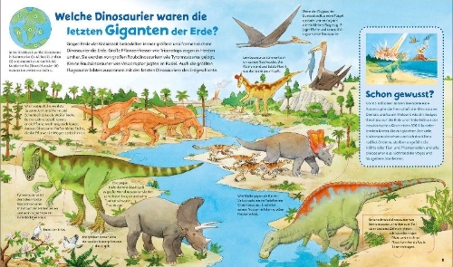 Buchcover und Innenansicht für das Buch: WAS IST WAS Junior Band 30. Dinosaurier und Tiere der Urzeit