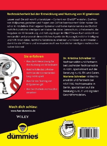 Buchcover und Innenansicht für das Buch: KI und Recht für Dummies
