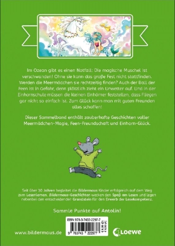 Buchcover und Innenansicht für das Buch: Die schönsten Bildermaus-Geschichten zum Lesenlernen - Feen, Meermädchen und Einhörner