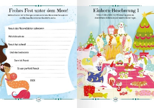 Buchcover und Innenansicht für das Buch: Magical Christmas Activity Book