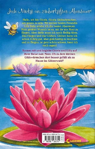 Buchcover und Innenansicht für das Buch: Gloria Glühwürmchen - Gutenachtgeschichten aus dem Glitzerwald