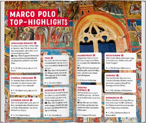 Buchcover und Innenansicht für das Buch: MARCO POLO Reiseführer Rumänien